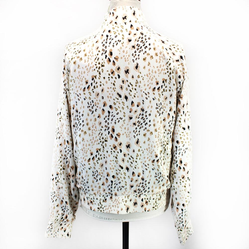 Saltwater Luxe Animal Print rayon bomber jacket top pockets zipper lined Small - Picture 6 of 8